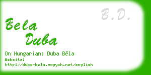bela duba business card